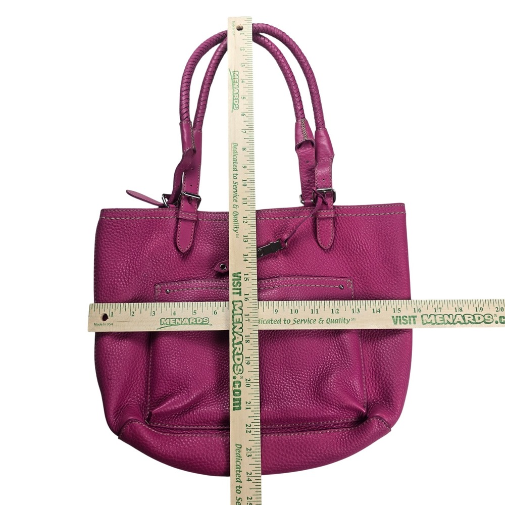Cole Haan Pebbled Leather Tote Bag Womens Large Magenta Pink Good Braided Handle - Picture 8 of 8